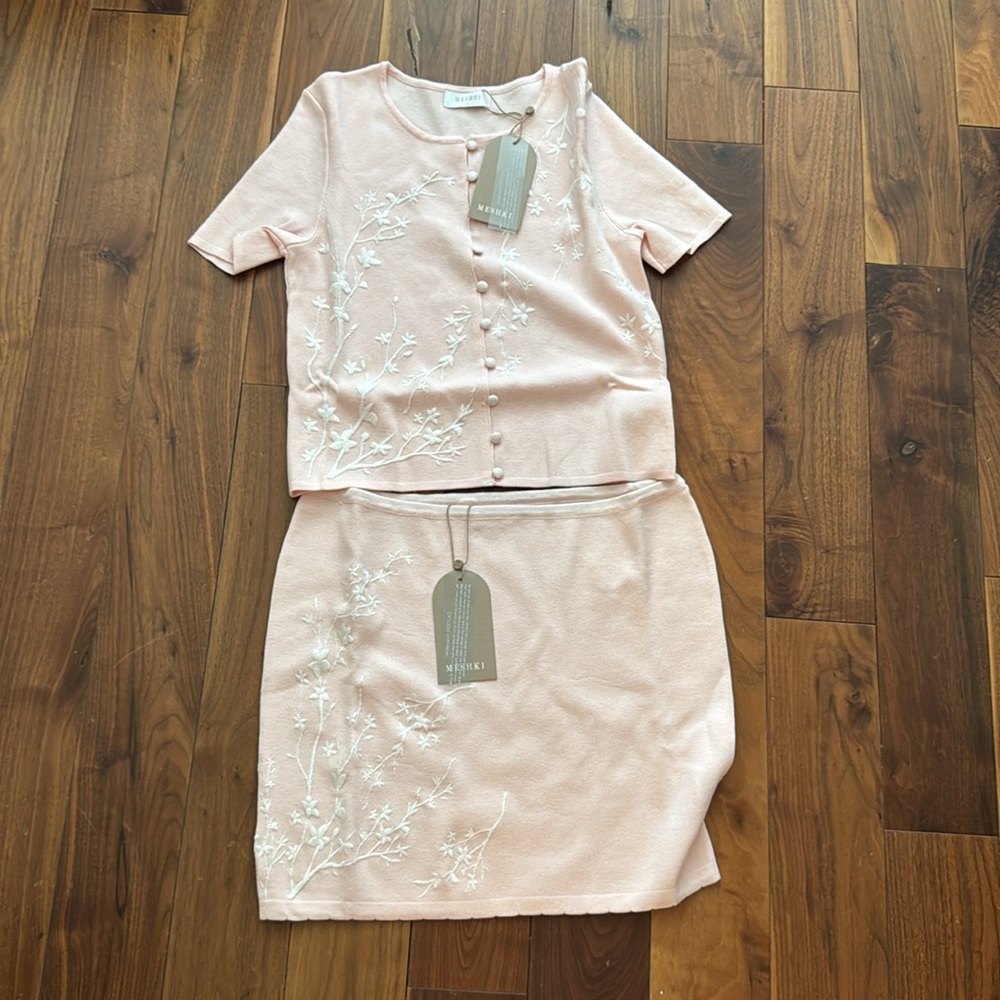 Meshki Monroe Embroidered Knit Top and Mini Skirt Set - Picture 8 of 10
